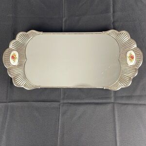 Royal Doulton Old Country Roses mirror perfume vanity silver tray porcelain